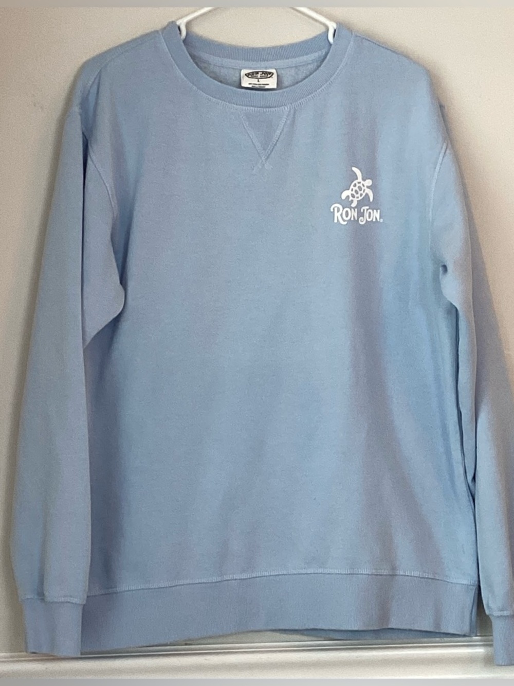 Ron Jon Surf Shop Pensacola Beach Sky Blue Sweatshirt Large Unisex Cotton/Poly